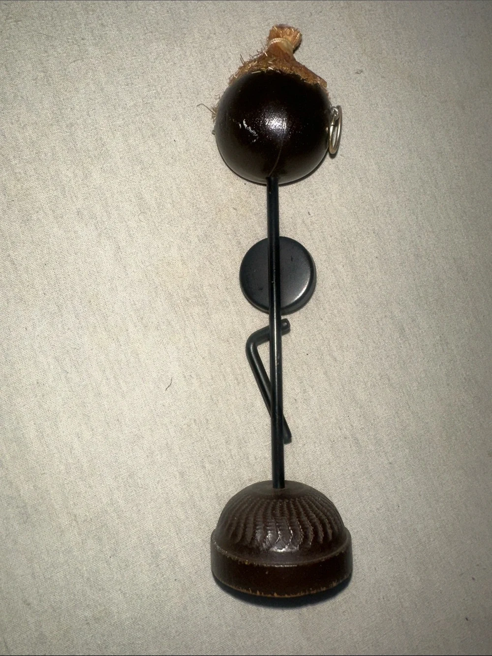 Vintage Collectible Brown Wooden Figure Phone Stand with Magnetic Holder